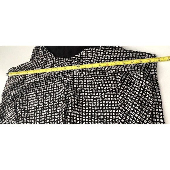 Ann Taylor LOFT Womens Blouse Black White V Neck Flowy Shift Split Back Lined PL - Picture 6 of 10
